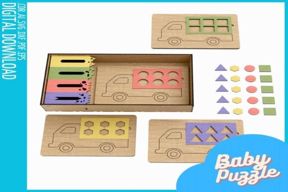 Download Educational Wooden Puzzle Set Truck Box - Educational Collection